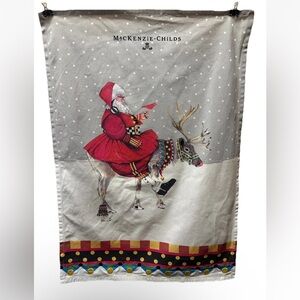RETIRED MACKENZIE-CHILDS COURTLY CHECK OLDE TIME SANTA CHRISTMAS TOWEL preowned